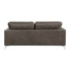Brownish Gray Polished Microfiber Upholstery Elegant Modern Style Sofa 1pc Solid Wood Living Room Furniture Silver Finish Metal Legs