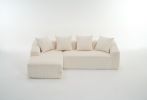 LingYu023White Compression Sofa, Memory Foam 3-Seater Sofa, No Installation & Easy to Transport, Deep Seat Modern Sofa with Corduroy Fabric