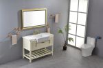 48 in. W x 30 in. H Oversized Rectangular Gold Framed LED Mirror Anti-Fog Dimmable Wall Mount Bathroom Vanity Mirror Wall Mirror Kit For Gym And Dance