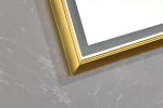 48 in. W x 30 in. H Oversized Rectangular Gold Framed LED Mirror Anti-Fog Dimmable Wall Mount Bathroom Vanity Mirror Wall Mirror Kit For Gym And Dance