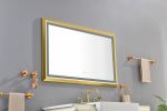 48 in. W x 30 in. H Oversized Rectangular Gold Framed LED Mirror Anti-Fog Dimmable Wall Mount Bathroom Vanity Mirror Wall Mirror Kit For Gym And Dance