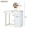 31.5" Makeup Vanity Desk with Lighted Mirror, Luxury Dressing Table with 2 Drawers and 1 Cabinet, 3 Lighting Modes Available for Bedroom, White-Gold