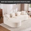 LingYu022White Compression Sofa, Memory Foam 3-Seater Sofa, No Installation & Easy to Transport, Deep Seat Modern Sofa with Chenille Fabric