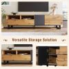 Modern TV Stand for 80'' TV with Double Storage Space, Media Console Table, Entertainment Center with Drop Down Door for Living Room, Bedroom
