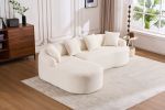 LingYu022White Compression Sofa, Memory Foam 3-Seater Sofa, No Installation & Easy to Transport, Deep Seat Modern Sofa with Chenille Fabric