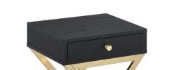 Coleen Black & Brass Finish Accent Table