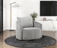 Modern Sleek Design Swivel Chair Cushion Seat Soft Gray Chenille Upholstered Plush Back Pillow Living Room Furniture 1pc