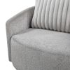 Modern Sleek Design Swivel Chair Cushion Seat Soft Gray Chenille Upholstered Plush Back Pillow Living Room Furniture 1pc