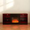 TV Stand Electric Fireplace TV Stand with Glass Shelves