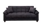 Contemporary Living Room Adjustable Sofa Ebony Microfiber Couch Plush Storage Couch 1pc Futon Sofa w Pillows