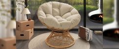 40" Ergonomic Wicker Chair with Cloud Thick Density Fabric Cushion,3-proof Cover,High Capacity Iron Frame,Fluid 360 Degree Swivel for Reading