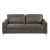 Brownish Gray Polished Microfiber Upholstery Elegant Modern Style Sofa 1pc Solid Wood Living Room Furniture Silver Finish Metal Legs