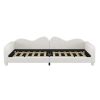 Full size Upholstered Daybed, Sherpa Fabric Sofabed with Cloud-Shaped Backrest, No Box-spring Needed, White