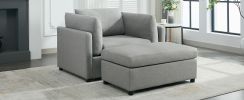 Modern Oversized Armchair with Ottoman, Single Sofa with Lumbar Support, Accent Chair, Reading Chair for Bedroom, Living Room, Light Grey