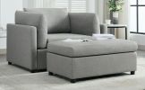 Modern Oversized Armchair with Ottoman, Single Sofa with Lumbar Support, Accent Chair, Reading Chair for Bedroom, Living Room, Light Grey