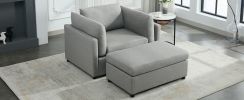 Modern Oversized Armchair with Ottoman, Single Sofa with Lumbar Support, Accent Chair, Reading Chair for Bedroom, Living Room, Light Grey