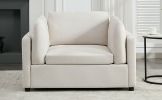 Modern Oversized Armchair with Ottoman, Single Sofa with Lumbar Support, Accent Chair, Reading Chair for Bedroom, Living Room, Cream