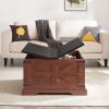 Farmhouse Coffee Table, Square Wood Table with Large Hidden Storage Compartment for Living Room