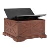 Farmhouse Coffee Table, Square Wood Table with Large Hidden Storage Compartment for Living Room