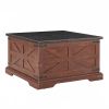 Farmhouse Coffee Table, Square Wood Table with Large Hidden Storage Compartment for Living Room