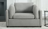 Modern Oversized Armchair with Ottoman, Single Sofa with Lumbar Support, Accent Chair, Reading Chair for Bedroom, Living Room, Light Grey