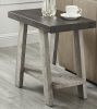 Athens Contemporary Two-Tone Wood Shelf Side Table in Weathered Walnut and Gray