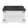 Farmhouse Coffee Table, Square Wood Center Table with Large Hidden Storage Compartment for Living Room