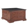 Farmhouse Coffee Table, Square Wood Table with Large Hidden Storage Compartment for Living Room
