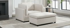 Modern Oversized Armchair with Ottoman, Single Sofa with Lumbar Support, Accent Chair, Reading Chair for Bedroom, Living Room, Cream