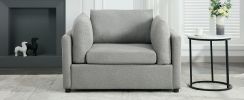 Modern Oversized Armchair with Ottoman, Single Sofa with Lumbar Support, Accent Chair, Reading Chair for Bedroom, Living Room, Light Grey