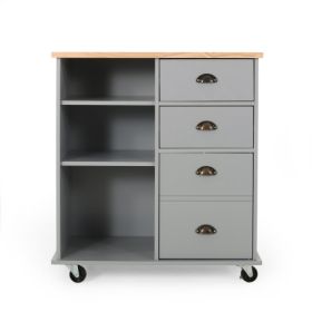 Kitchen Trolley 2 Drawers - 1 Door (Color: grey)