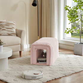 Ottoman Storage Bench Pet Supplies Corduroy Bench Cat's Nest To Hide For The Living Room, Entryway And Bedroom (Color: pink)