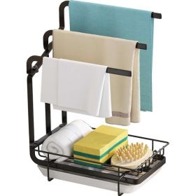 Kitchen Sink Sponge Rack With Drain Tray, Kitchen Sink Organizer Sponge Brush Soap Pan Metal Shelf,  - Prohibited Temu, Not Shipped On Weekends (Color: black)